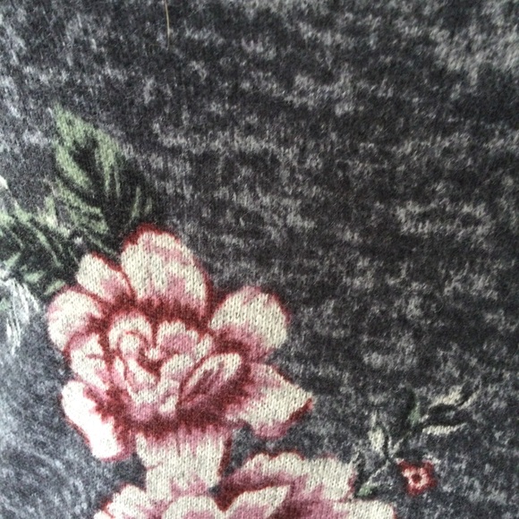 Knit Floral Dress|Tunic Grommet Trim Neckline Gray & Pink S - Picture 8 of 10